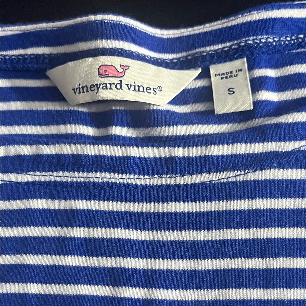 Vineyard Vines Navy and White Multi Striped Tee - Size Small - Picture 2 of 8